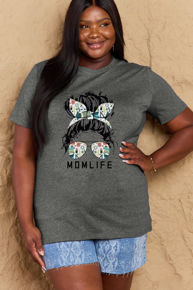 T-shirt en coton graphique Simply Love MOM LIFE pleine taille