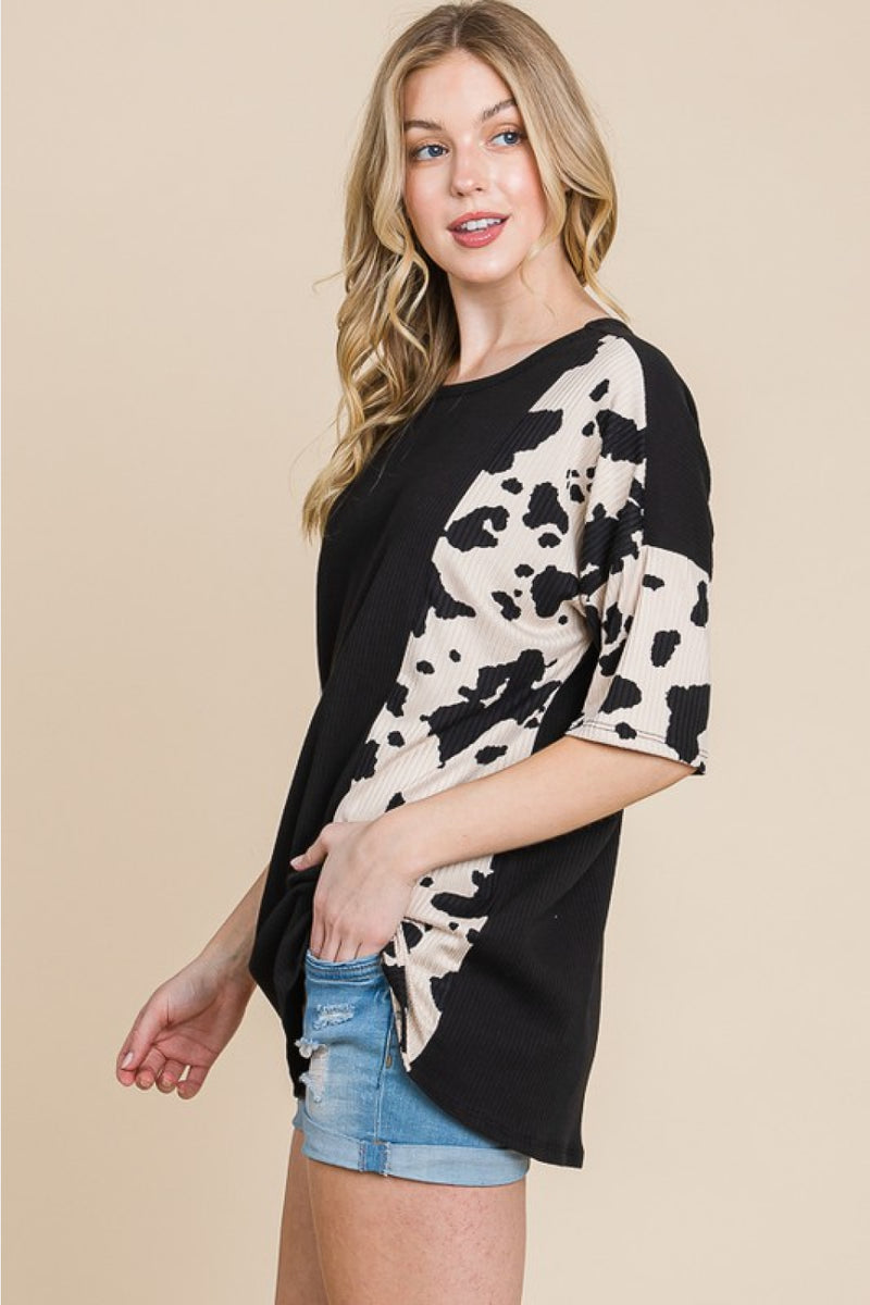 BOMBOM Rodeo Love Camiseta acanalada con contraste de animales