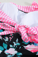 Maillot de bain deux pièces noué dans le dos à imprimé mixte