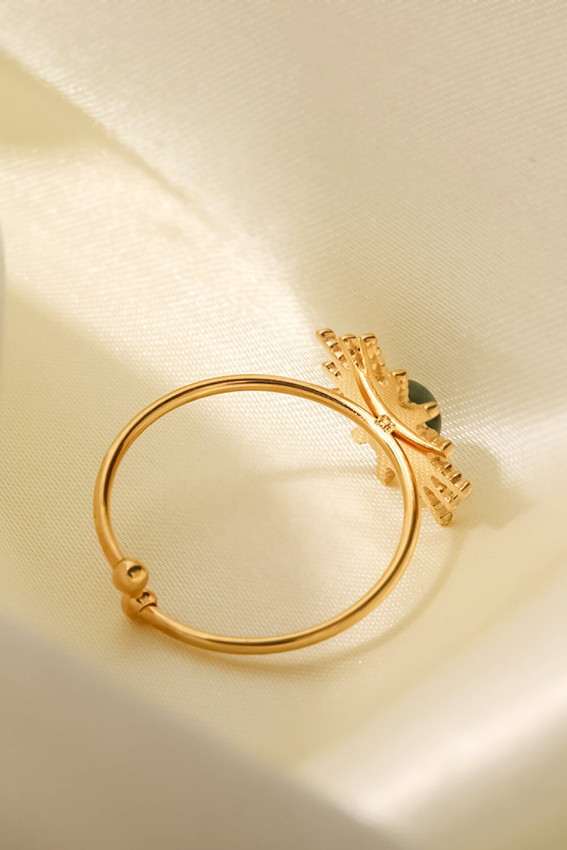 Anillo abierto con forma de sol de piedra natural