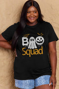 Camiseta de algodón con estampado BOO SQUAD de tamaño completo de Simply Love