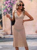 Robe cache-coeur ajourée à col Johnny