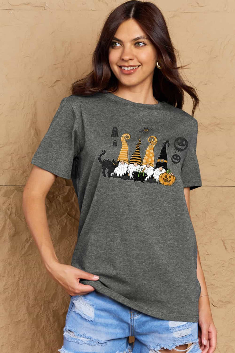 Camiseta de algodón con estampado de tema de Halloween de tamaño completo de Simply Love