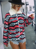 Chaqueta con cuello y cremallera geométrica