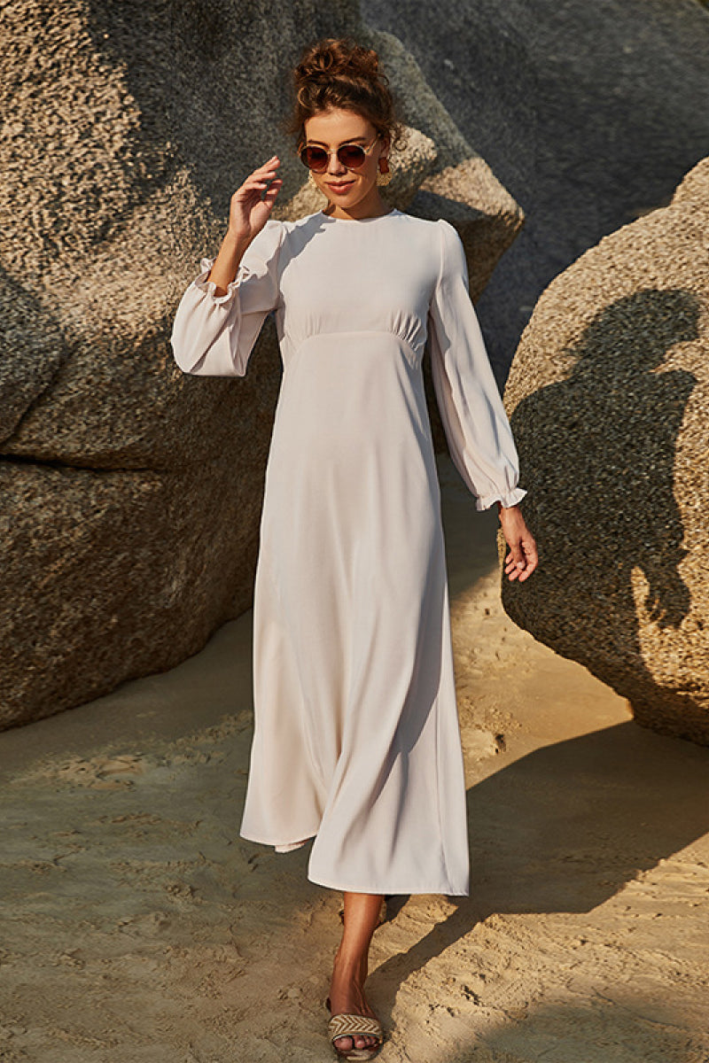 Robe volantée à manches bouffantes