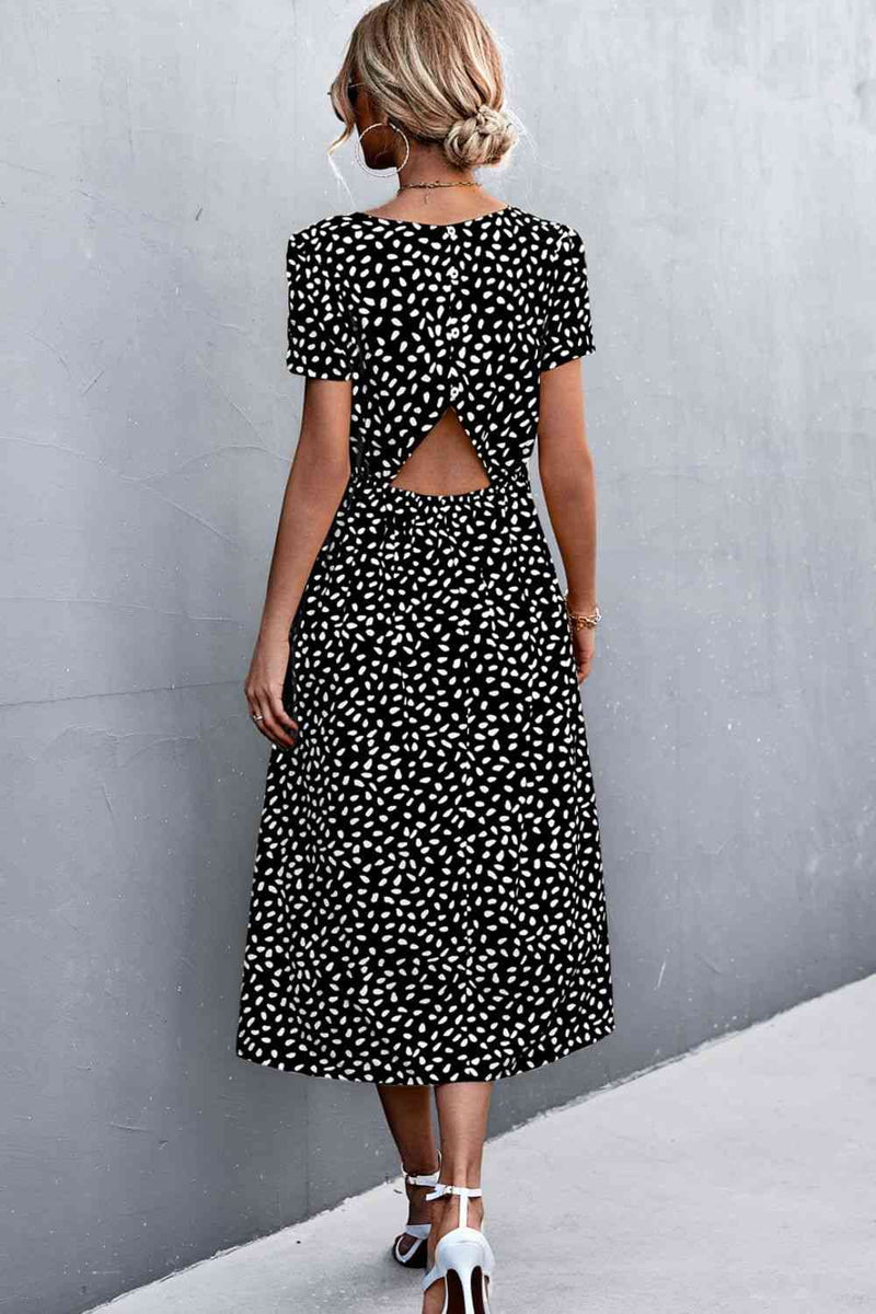 Robe midi imprimée à fente et découpe (ceinture non incluse)
