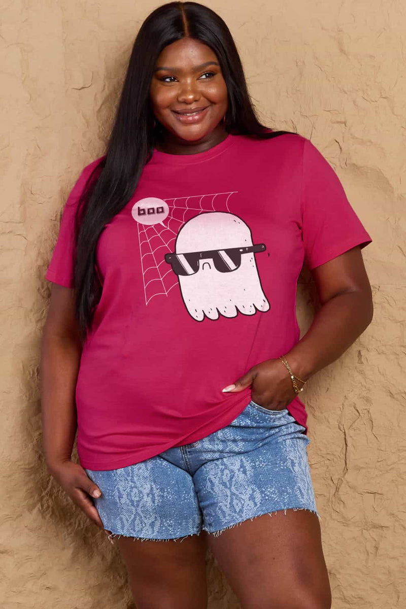 T-shirt en coton graphique BOO pleine taille Simply Love