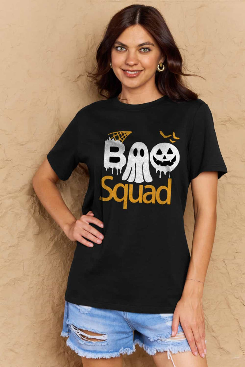 Simply Love T-shirt en coton graphique BOO SQUAD pleine taille