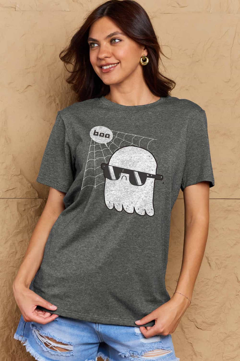 Camiseta de algodón con gráfico BOO de tamaño completo de Simply Love
