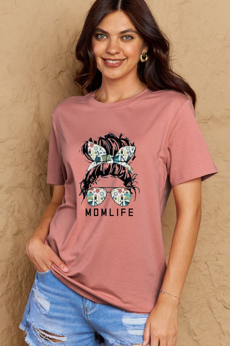 T-shirt en coton graphique Simply Love MOM LIFE pleine taille