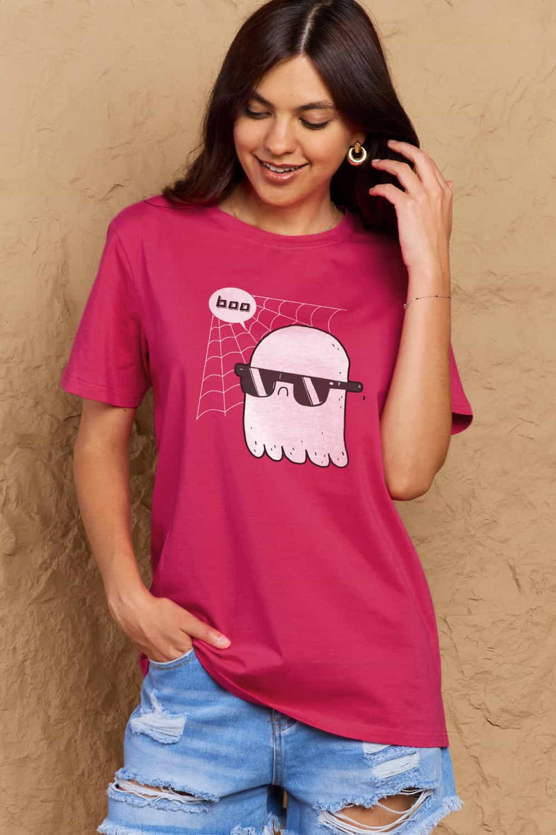Camiseta de algodón con gráfico BOO de tamaño completo de Simply Love