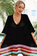 Cache-maillot fendu ajouré à rayures arc-en-ciel