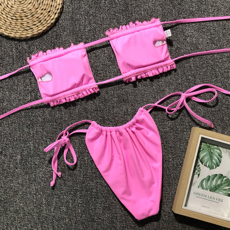 Ensemble de bikini froncé à volants