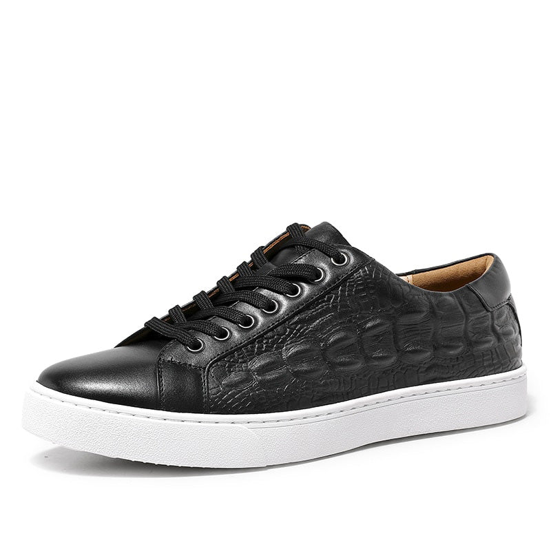 DESAI Baskets en cuir véritable à motif crocodile pour homme 