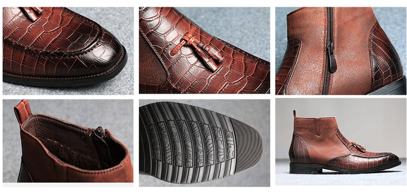 Bottines luxueuses en faux cuir pour hommes 