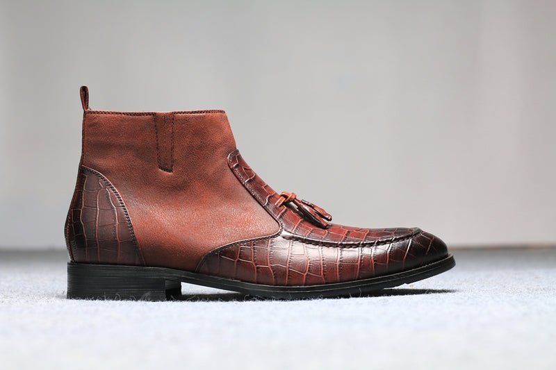 Bottines luxueuses en faux cuir pour hommes 