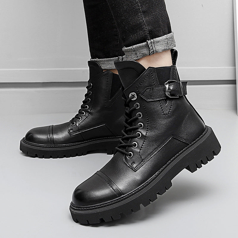 Bottes de luxe en cuir véritable de haute qualité pour hommes