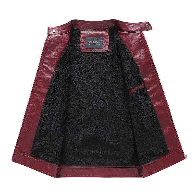 Veste en similicuir moto vintage pour homme 