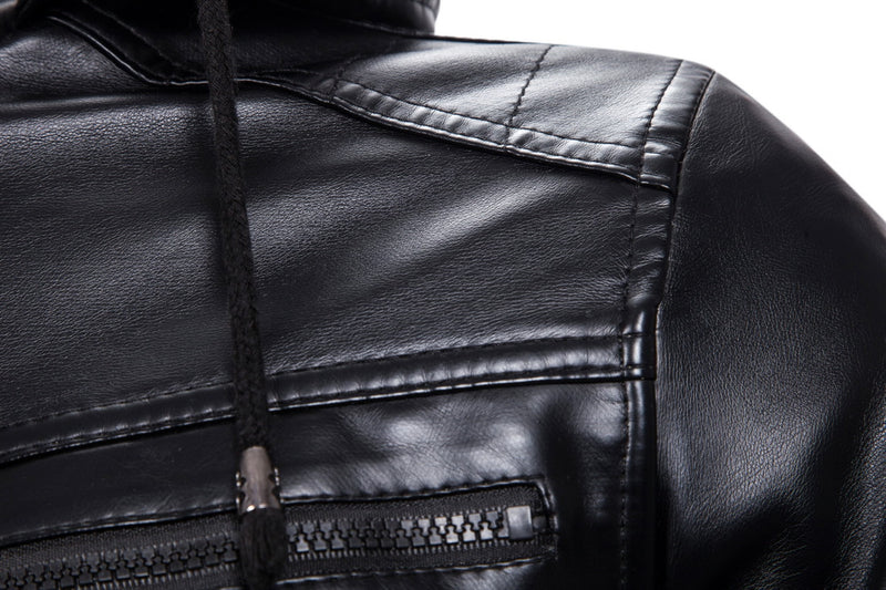 Veste en cuir PU de moto automne-hiver pour hommes 