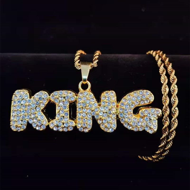 KING Pendant Men's Iced Out Necklace