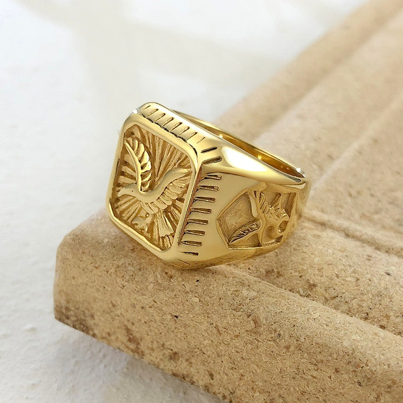 Anillo de sello de águila para hombre AMERI