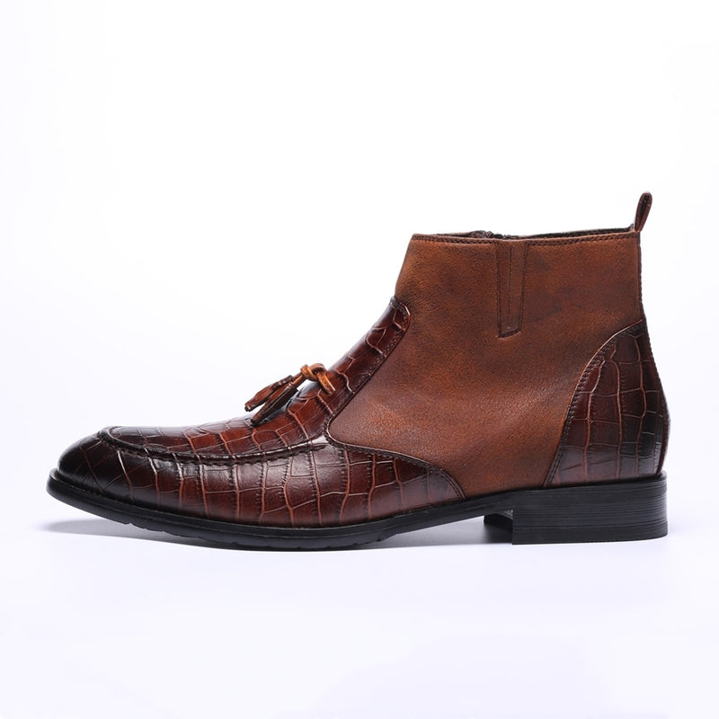 Bottines luxueuses en faux cuir pour hommes 