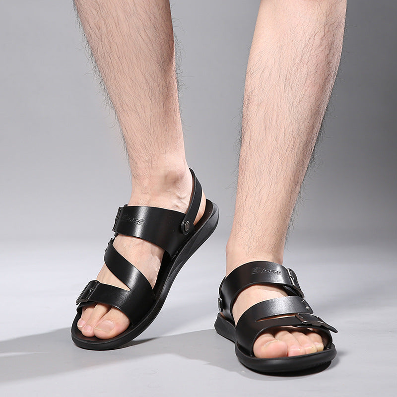 CONC Sandales en similicuir de couleur unie pour hommes 