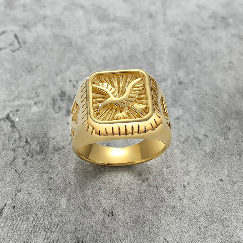 Anillo de sello de águila para hombre AMERI