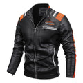 Chaqueta de motociclista vintage de piel sintética para hombre