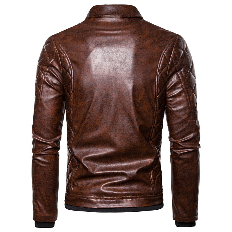 Veste à col en fourrure en cuir PU de style punk pour hommes 