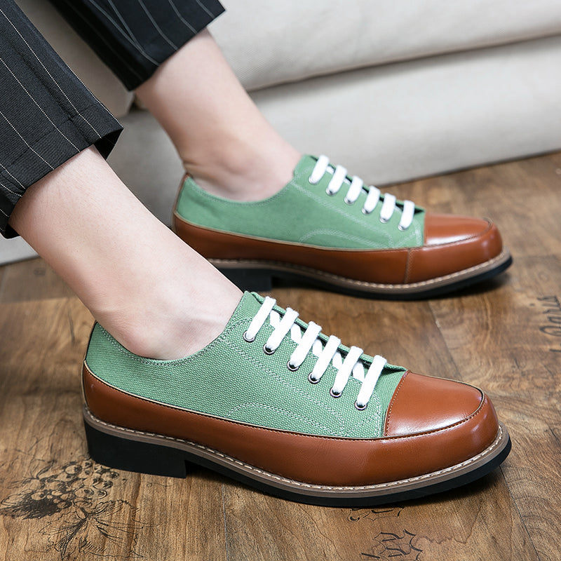 Men's Genuine Leather Lace Up Low Platform Oxfords