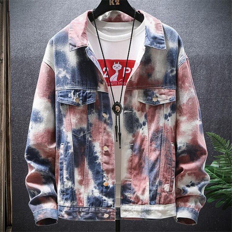 Men's Trendy Tie Dyed Denim Shirt Jacket