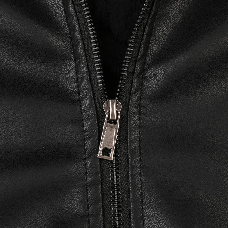 Veste en similicuir moto vintage pour homme 