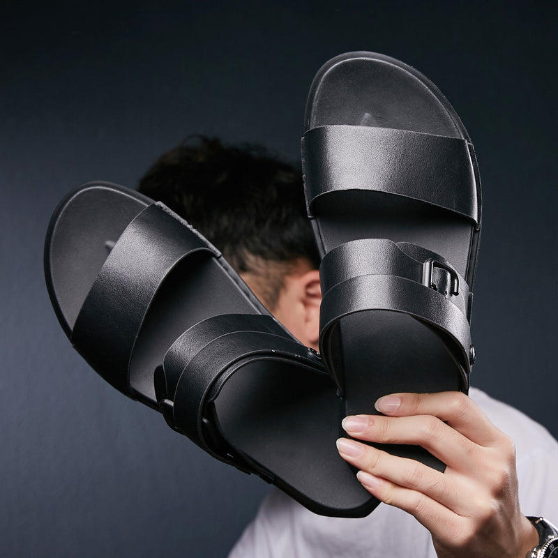 Sandalias clásicas cómodas de cuero genuino para hombres