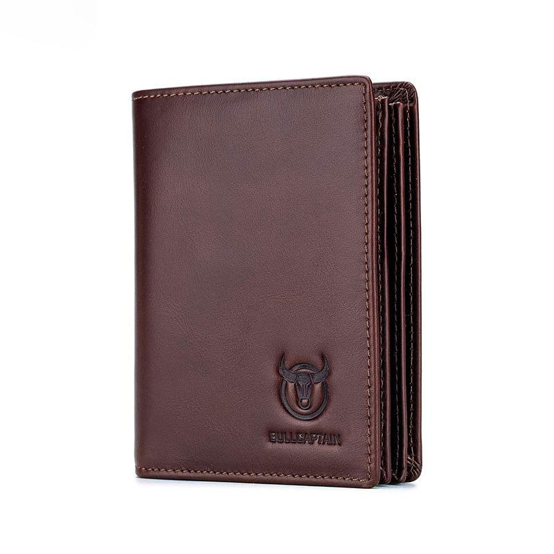 BULLCAPTAIN Cartera vertical de cuero británico para hombre