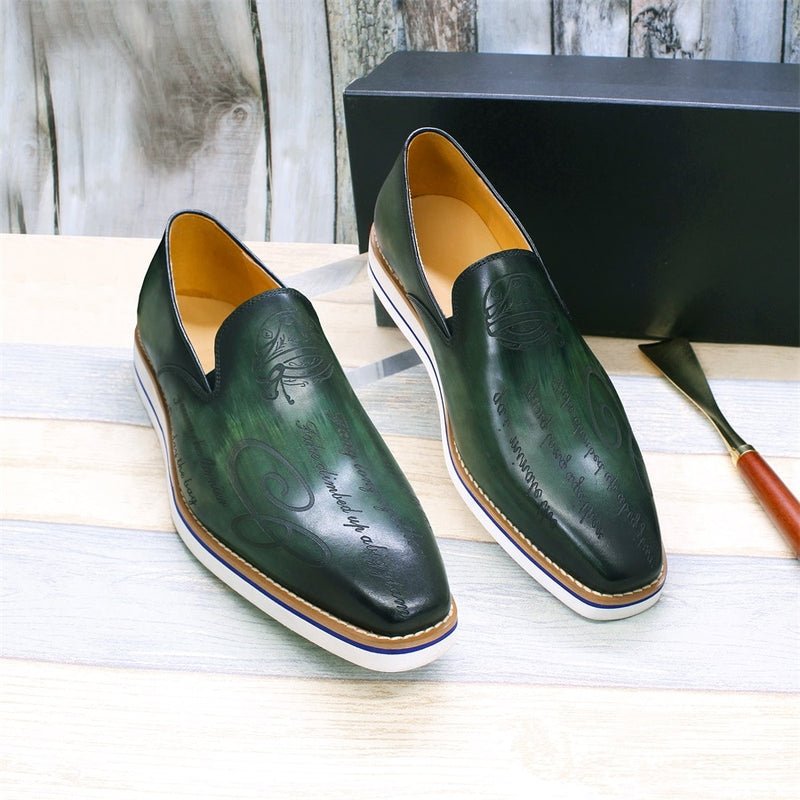 BREX Mocassins plats classiques en cuir faits à la main pour homme 