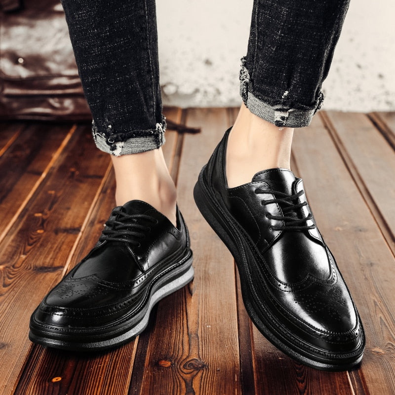 Men's Formal Split Leather Flat Loafers