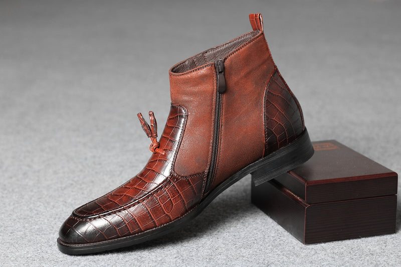 Bottines luxueuses en faux cuir pour hommes 