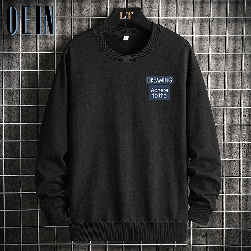 Top de cuello redondo de color sólido de otoño para hombre OEIN
