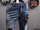 Jeans tendance en détresse pour hommes avec poche camouflage