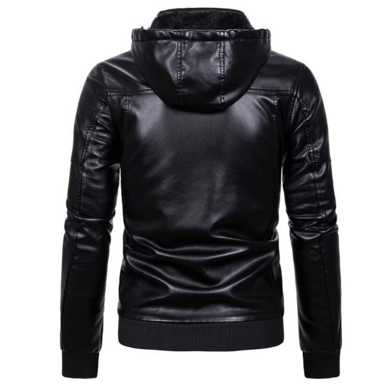 Chaqueta de cuero PU para motocicleta Otoño Invierno para hombre