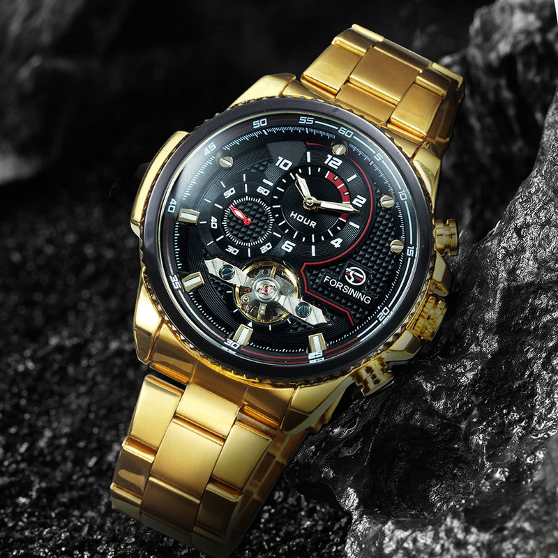 FORSINING Reloj mecánico de lujo Tourbillon para hombre