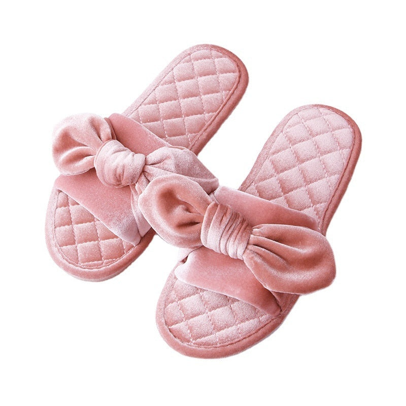 Chanclas de boda/baño de terciopelo para mujer