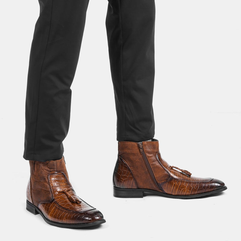 Bottines luxueuses en faux cuir pour hommes 
