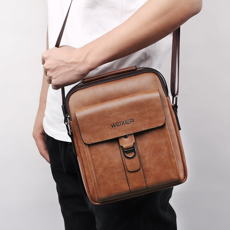 WEIXER Sac messager vintage de luxe pour homme 