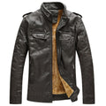 Men's Winter Thick Wool Interior PU Leather Jacket