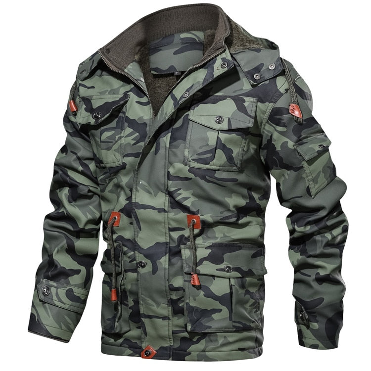 Veste camouflage en polaire imitation cuir pour homme 