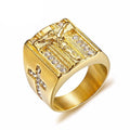 Anillo de cruz punk de color dorado para hombre ZORC