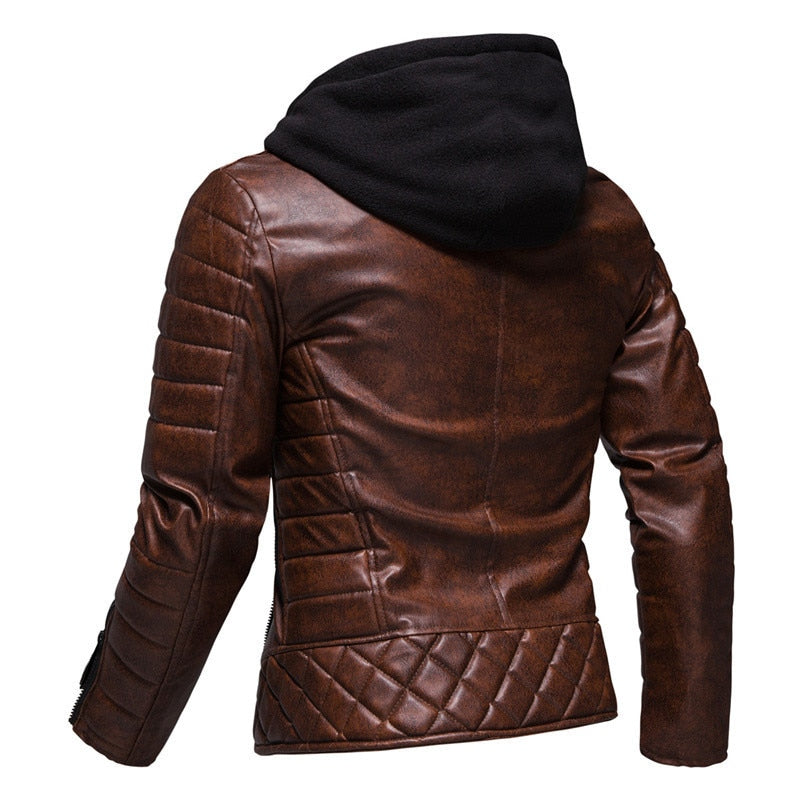 AYBER Fashionista Veste à capuche en similicuir pour homme