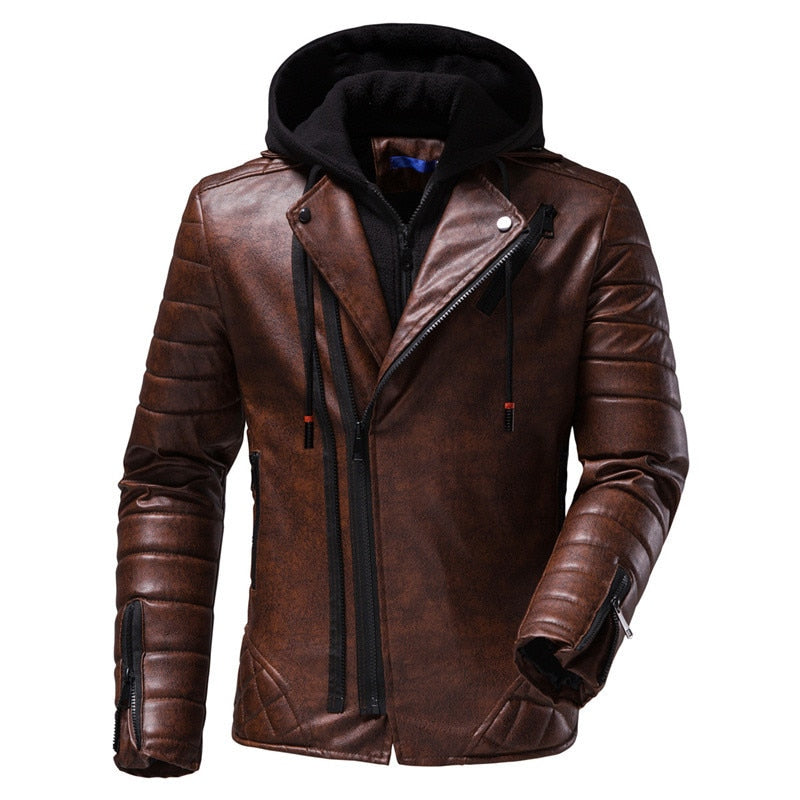 AYBER Fashionista Veste à capuche en similicuir pour homme